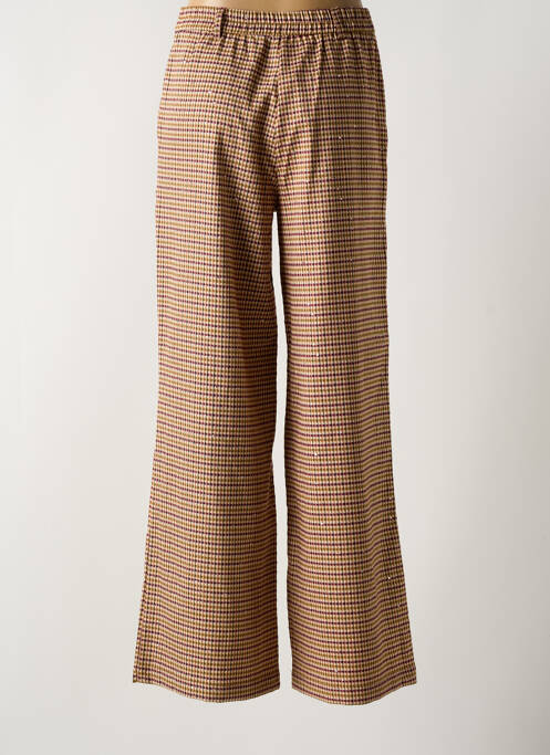 Pantalon droit fermeture zippée sous rabat boutonné beige ANGE femme
