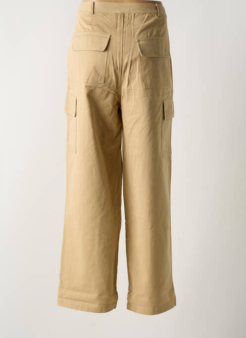 Pantalon cargo fermeture zippée sous rabat boutonné taille haute beige LA PETITE ETOILE femme