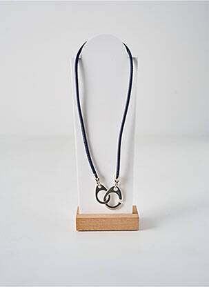 Collier matériaux métal bleu SECRET DE CUIR femme