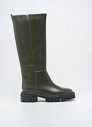 Bottes matière lisse talon de 4 à 6cm vert VANESSA WU femme