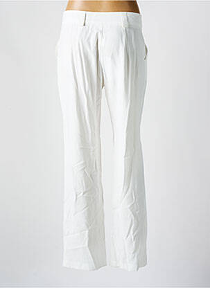 Pantalon droit fermeture zippée sous rabat boutonné blanc HALOGENE femme