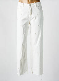 Pantalon droit fermeture zippée sous rabat boutonné blanc ONADO femme