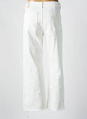 Pantalon droit fermeture zippée sous rabat boutonné blanc ONADO femme