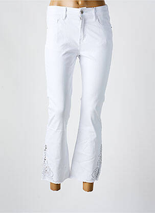 Pantalon 7/8 fermeture zippée sous rabat boutonné blanc ONADO femme