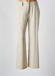Pantalon droit fermeture zippée sous rabat boutonné beige HALOGENE femme