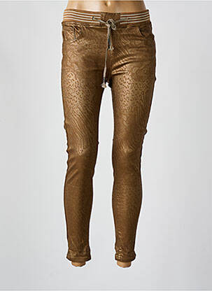 Pantalon slim taille élastique or ONADO femme