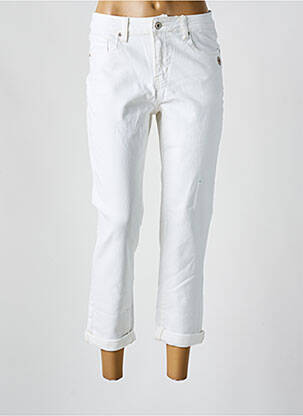 Pantalon 7/8 fermeture zippée sous rabat boutonné blanc SARAH JOHN femme