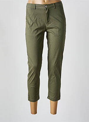 Pantalon 7/8 fermeture zippée sous rabat boutonné vert SARAH JOHN femme