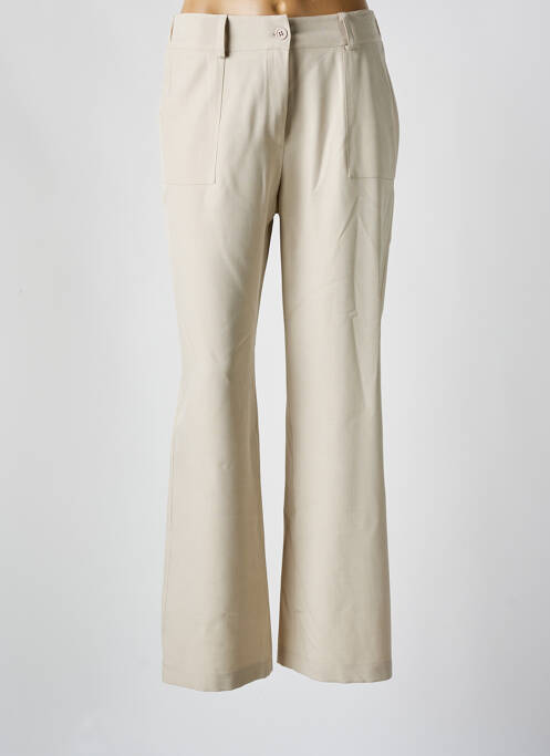 Pantalon droit fermeture zippée sous rabat boutonné beige HALOGENE femme