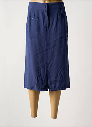 Jupe mi-longue coupe droite bleu HALOGENE femme