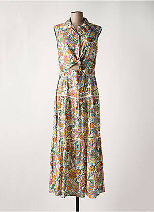 Robe longue manches courtes manches courtes vert ANGE femme