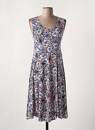 Robe mi-longue imprimé fantaisie sans manche bleu JOY'S PARIS femme