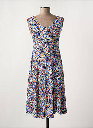 Robe mi-longue coupe fluide sans manche bleu JOY'S PARIS femme