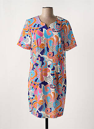 Robe courte manches courtes manches courtes bleu ELEANE femme