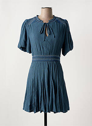 Robe courte manches courtes manches courtes bleu ANGE femme