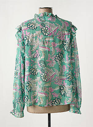 Chemisier imprimé fleurs manches longues vert INDIE+MOI femme