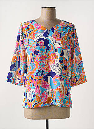 Blouse imprimé fantaisie manches 3/4 bleu ELEANE femme