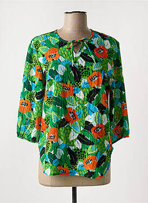 Blouse imprimé fantaisie manches 3/4 vert ELEANE femme