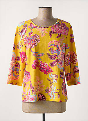 Blouse tissage popeline manches 3/4 jaune ELEANE femme