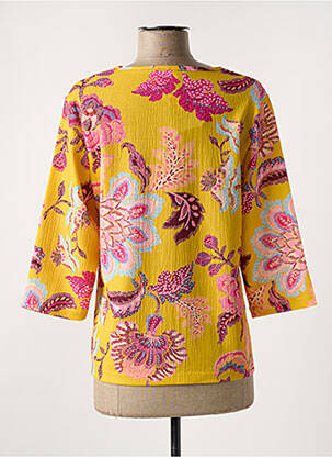 Blouse tissage popeline manches 3/4 jaune ELEANE femme