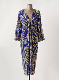 Robe mi-longue imprimé fantaisie manches longues bleu ANGE femme