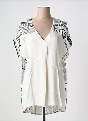 Blouse manches courtes manches courtes beige COULEURS DU TEMPS femme