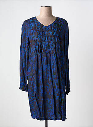 Robe mi-longue imprimé fantaisie manches longues bleu CISO femme