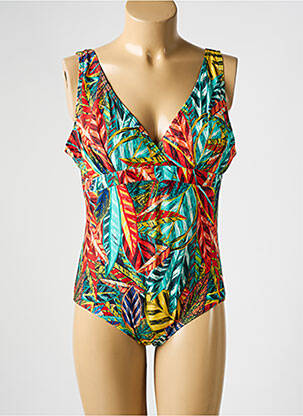 Maillot de bain 1 pièce imprimé fantaisie haut soutien-gorge moulé vert LAGON BLEU femme