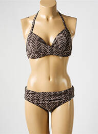 Maillot de bain 2 pièces stretch haut soutien-gorge moulé marron BANANA MOON femme