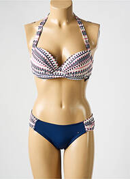 Maillot de bain 2 pièces stretch haut soutien-gorge push-up bleu LPB femme