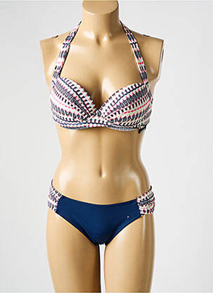 Maillot de bain 2 pièces stretch haut soutien-gorge push-up bleu LPB femme