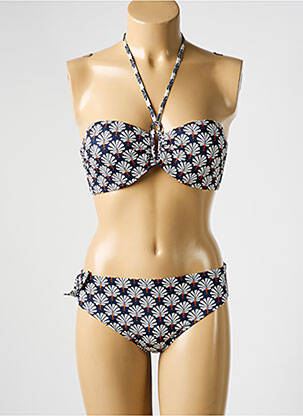 Maillot de bain 2 pièces stretch haut bandeau bleu TESSY femme