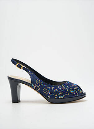 Sandales/nu pieds tissage satiné talon de 4 à 6cm bleu Ô TALONS GRANVILLE femme