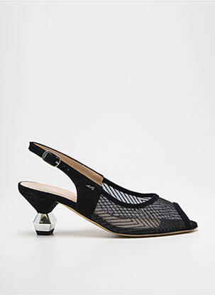 Sandales/nu pieds tissage satiné talon de 4 à 6cm noir Ô TALONS GRANVILLE femme