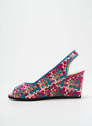 Sandales/nu pieds tissage satiné talon de 7 à 9cm rose AZUREE femme