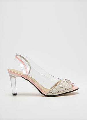 Sandales/nu pieds tissage satiné talon de 4 à 6cm rose AZUREE femme