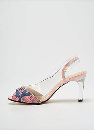 Sandales/nu pieds tissage satiné talon de 4 à 6cm rose AZUREE femme