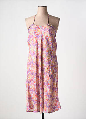Robe mi-longue coupe fluide fines bretelles violet NEKANE femme