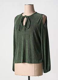Blouse col rond manches longues vert NEKANE femme