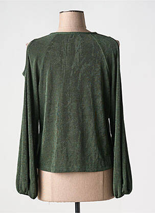 Blouse col rond manches longues vert NEKANE femme