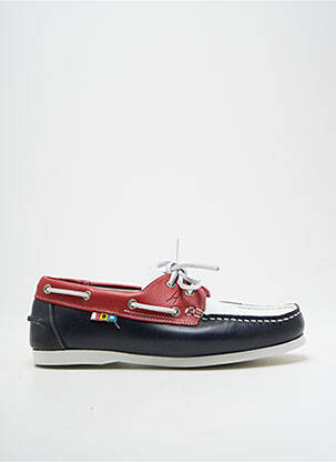 Chaussures bâteau tissage satiné bout carré bleu HIPNESS homme