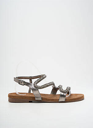 Sandales/nu pieds chiquet talon plat jusqu'à 3cm argent SANTAFE femme