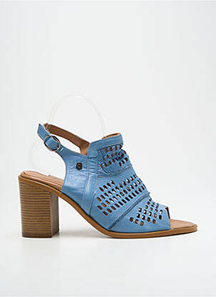 Sandales/nu pieds matière lisse talon de 7 à 9cm bleu CARMELA femme