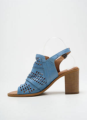 Sandales/nu pieds matière lisse talon de 7 à 9cm bleu CARMELA femme