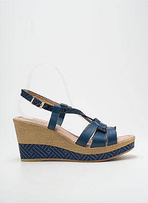 Sandales/nu pieds matière lisse talon de 7 à 9cm bleu ARIMA femme