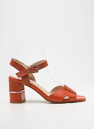 Sandales/nu pieds tissage satiné talon de 4 à 6cm orange CARDENAL femme