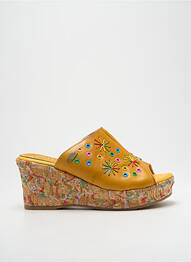 Mules/sabots tissage satiné talon de 7 à 9cm jaune LAURA VITA femme