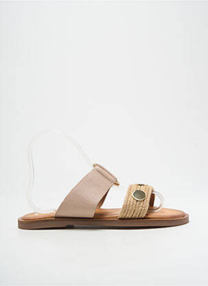Mules/sabots matière lisse talon plat jusqu'à 3cm beige FLANCH femme