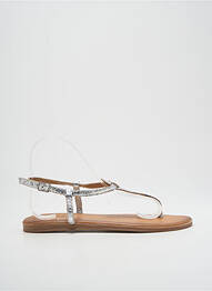 Tongs tissage satiné talon plat jusqu'à 3cm argent FLANCH femme