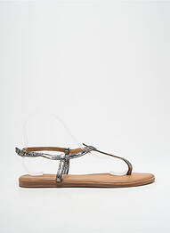 Tongs tissage satiné talon plat jusqu'à 3cm argent FLANCH femme